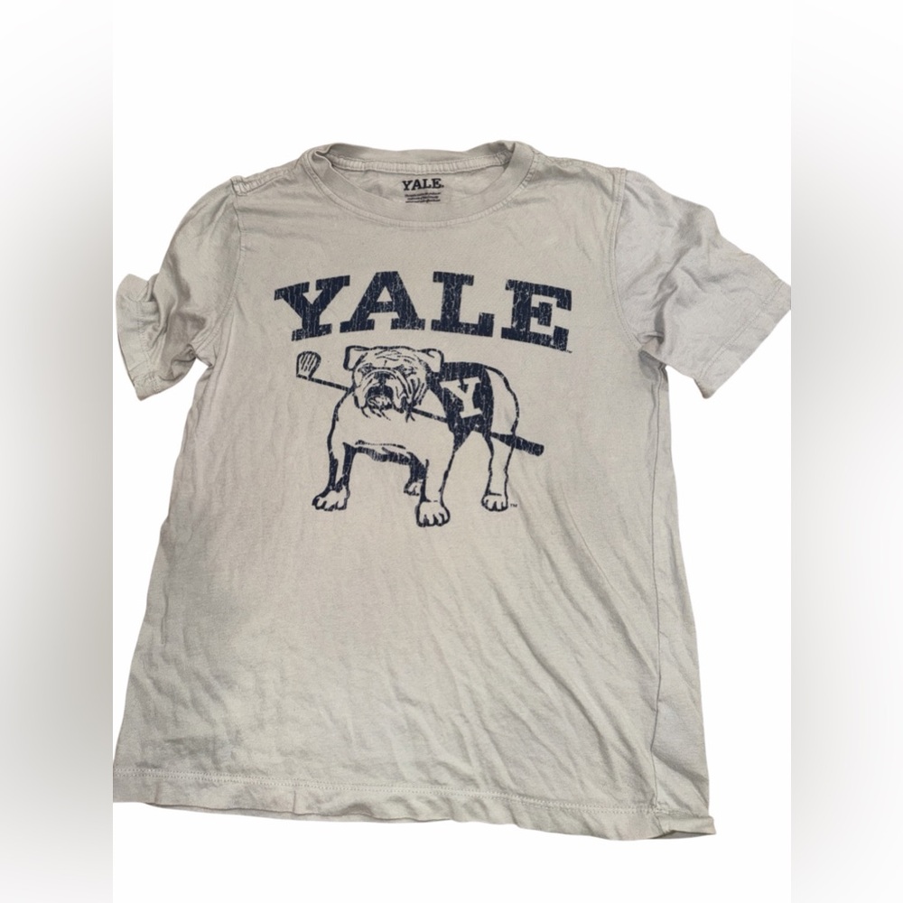 Bulldogs Dog Graphic Tee - Cream with Navy Print. Pre Loved
